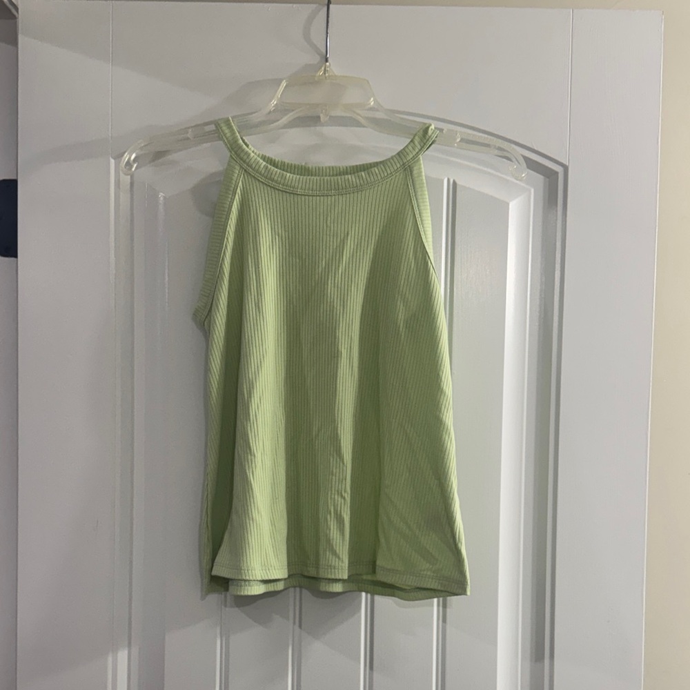 Love, Glam Girl Green Ribbed Tank Top     Girls Size-M